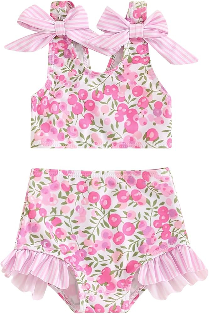 Yccutest Toddler Girl Bathing Suits Baby Bikini Swimsuit Girls Two Piece Bow Tank Top Shorts Swim... | Amazon (US)