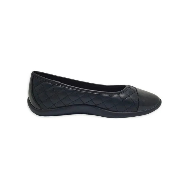Time and Tru Women's Cap Toe Quilted Ballet Flats, Wide Width Available | Walmart (US)
