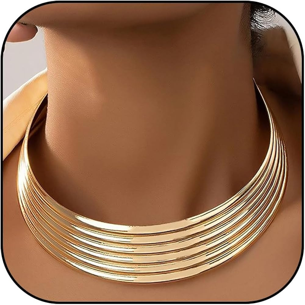Long tiantian Chunky Gold Necklace Gold Statement Necklace for Women Dainty Gold Choker Necklace ... | Amazon (US)