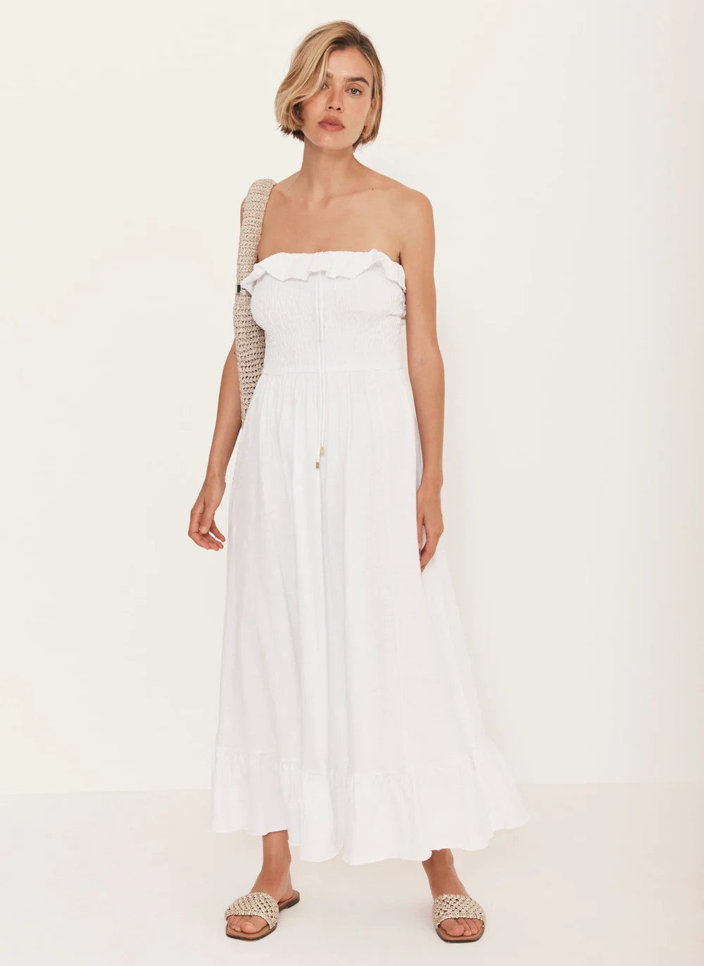 White Bandeau Midi Dress | Mint Velvet