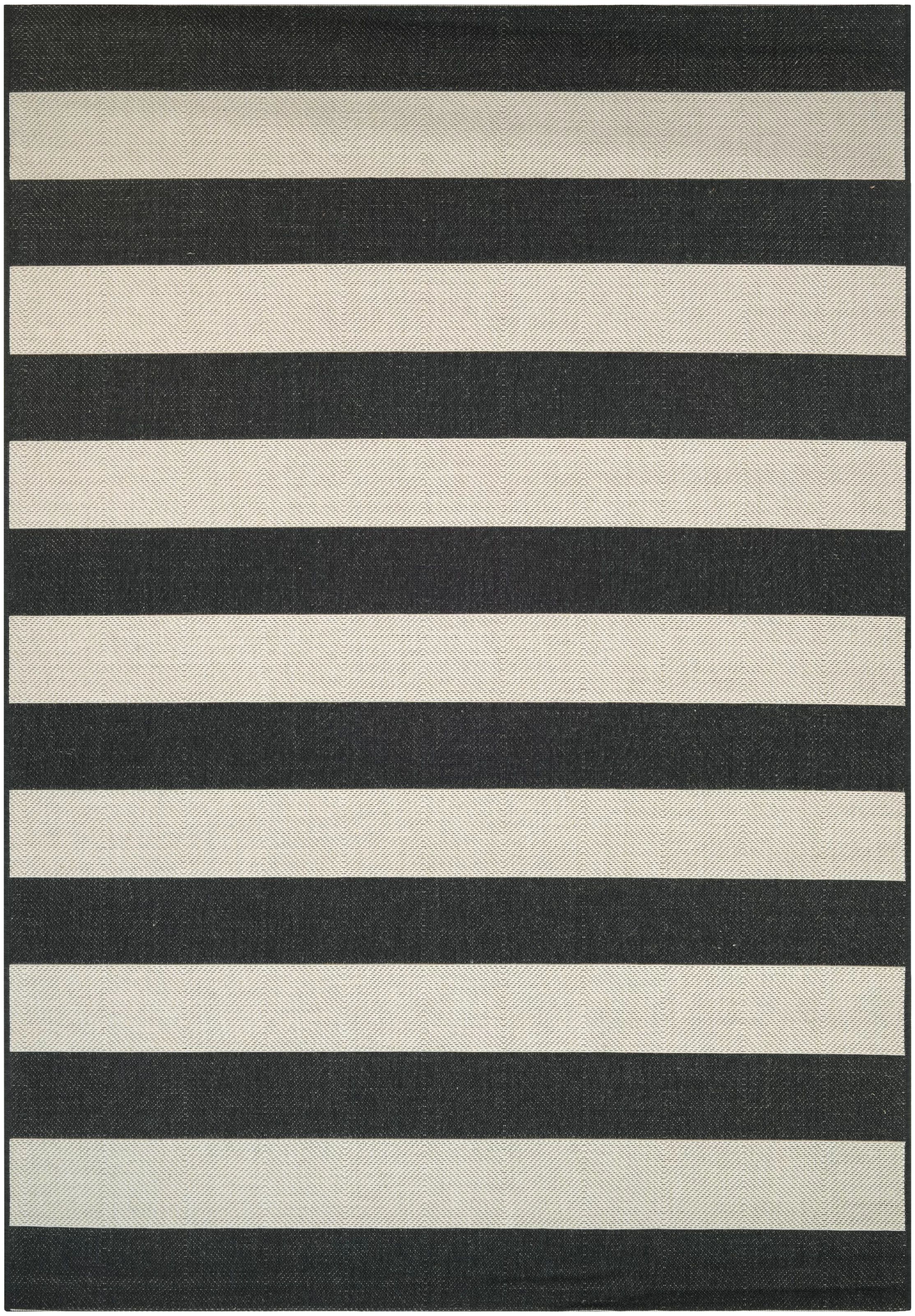 Papatya Striped Flatweave Indoor / Outdoor Area Rug in Onyx/Ivory | Wayfair North America