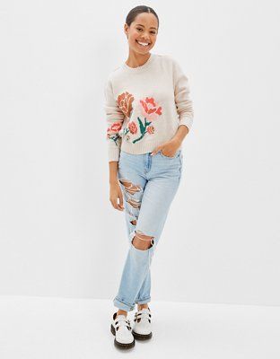 AE Cropped Floral Sweater | American Eagle Outfitters (US & CA)