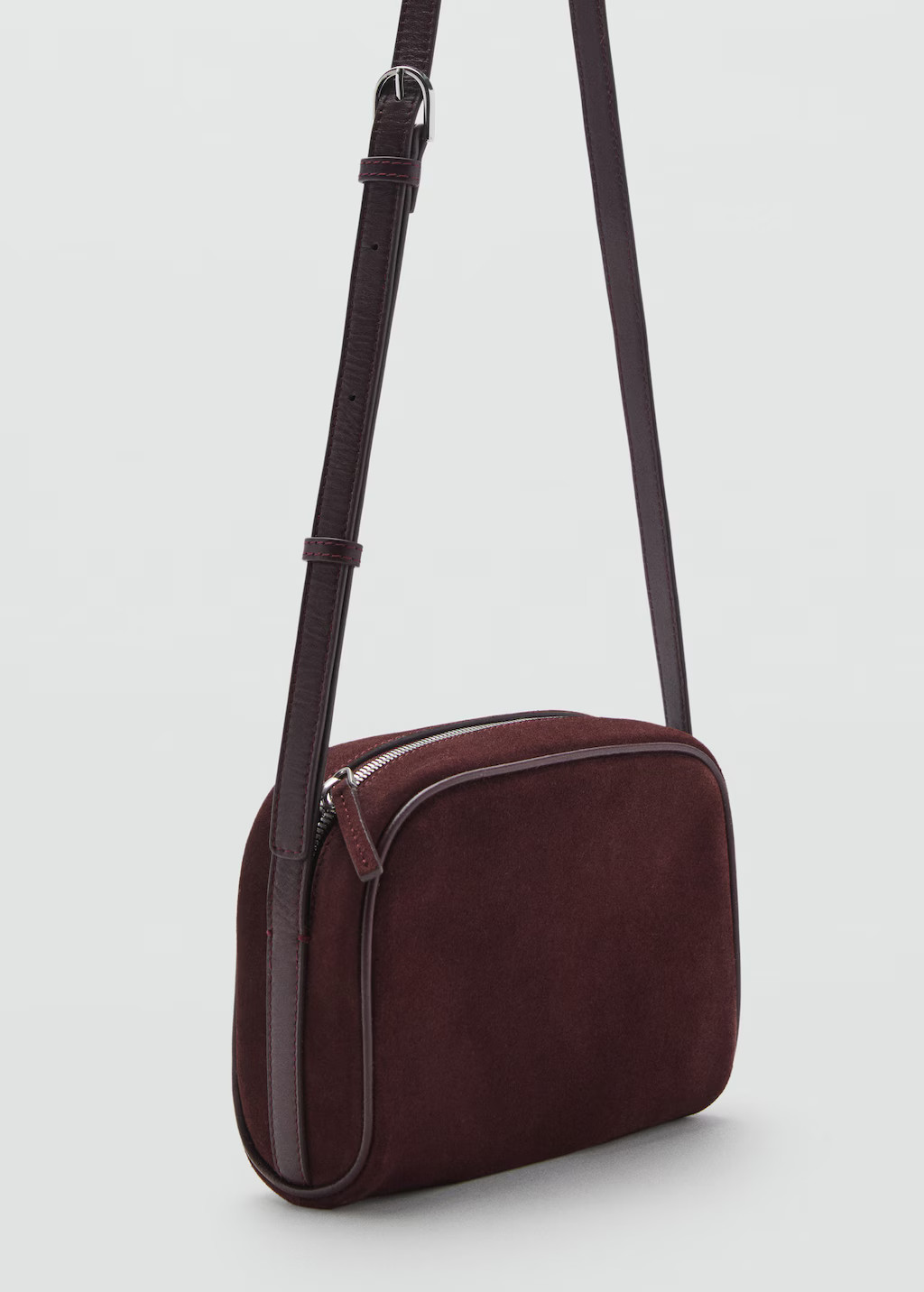 Suede leather shoulder bag burgundy - Woman - One size - MANGO | Mango (US/MX/AU)