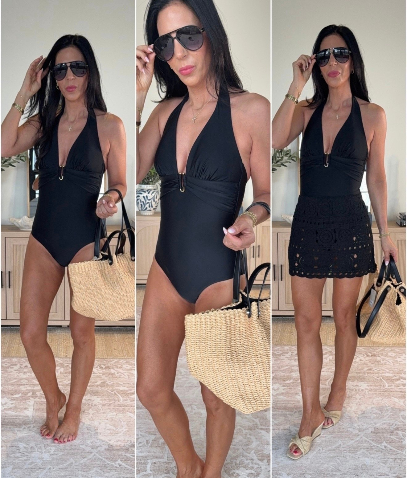 One of my favorite swimsuits to date from @Target     
Wearing a small tall 
Crochet skirt - medium 
Molded cups and an adjustable halter neck 

#LTKU #LTKmomlife #LTKOver40