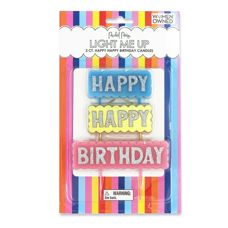 Packed Party 'Happy Happy Birthday' Candle SetÃ¯Â¼3 Pieces - Walmart.com | Walmart (US)