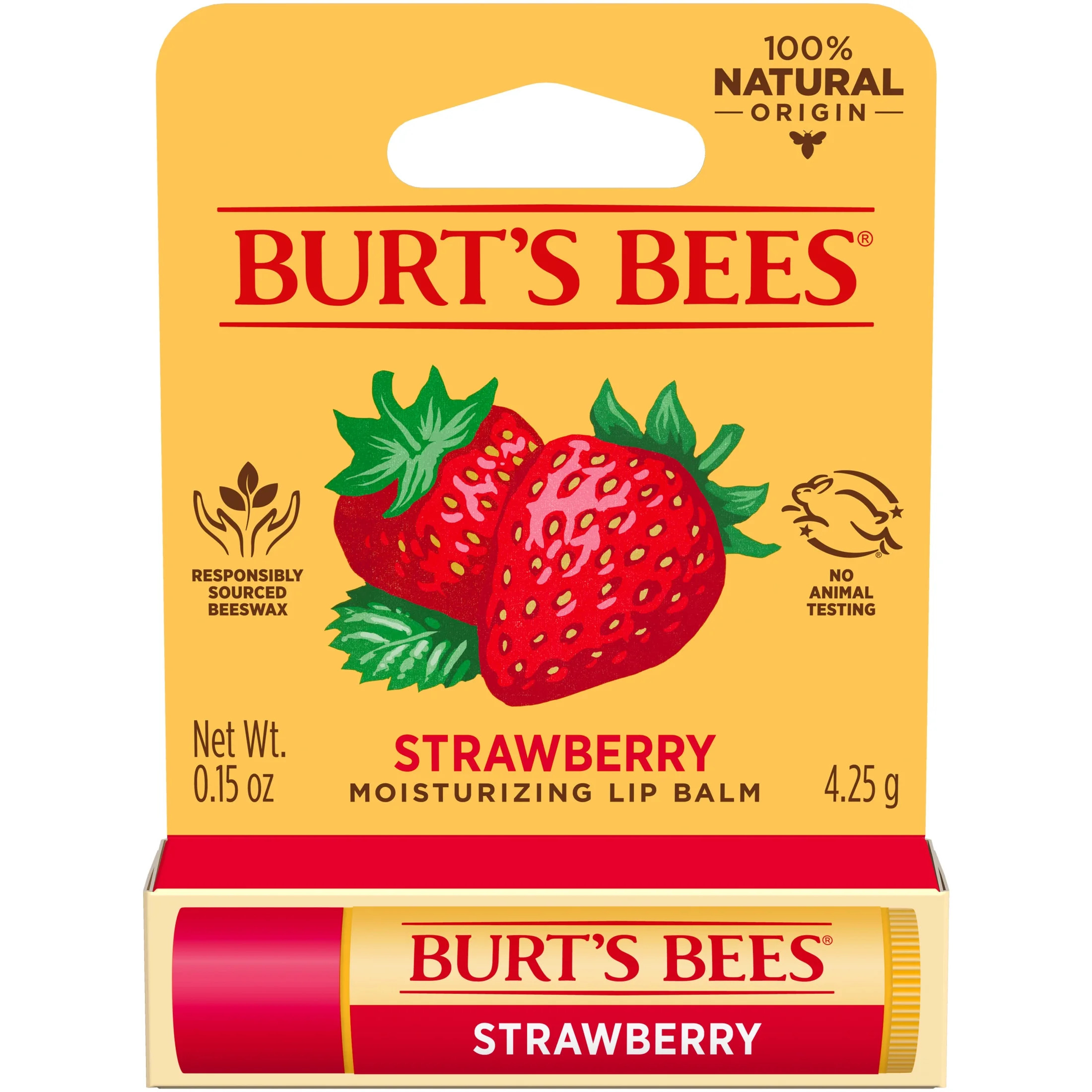 Burt's Bees Strawberry Lip Balm, 1-Pack, 0.15 oz. | Walmart (US)