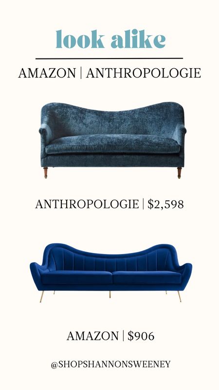 Look alikes| blue velvet curved couches from Anthropologie and Amazon 

#LTKU #LTKsalealert #LTKhome