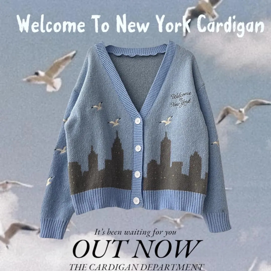 Welcome to NY Folklore Cardigan Embroidered Segull, NYC Skyline Cardigan, Eras - Etsy | Etsy (US)