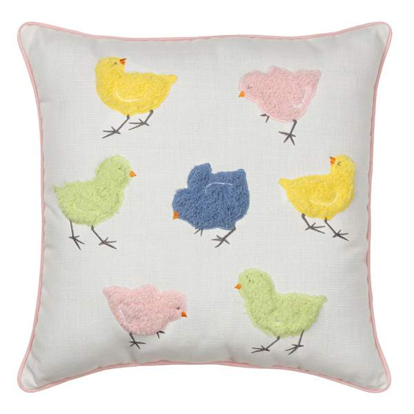 Homespun Easter Multicolor Chicks Throw Pillow, 18" | At Home
