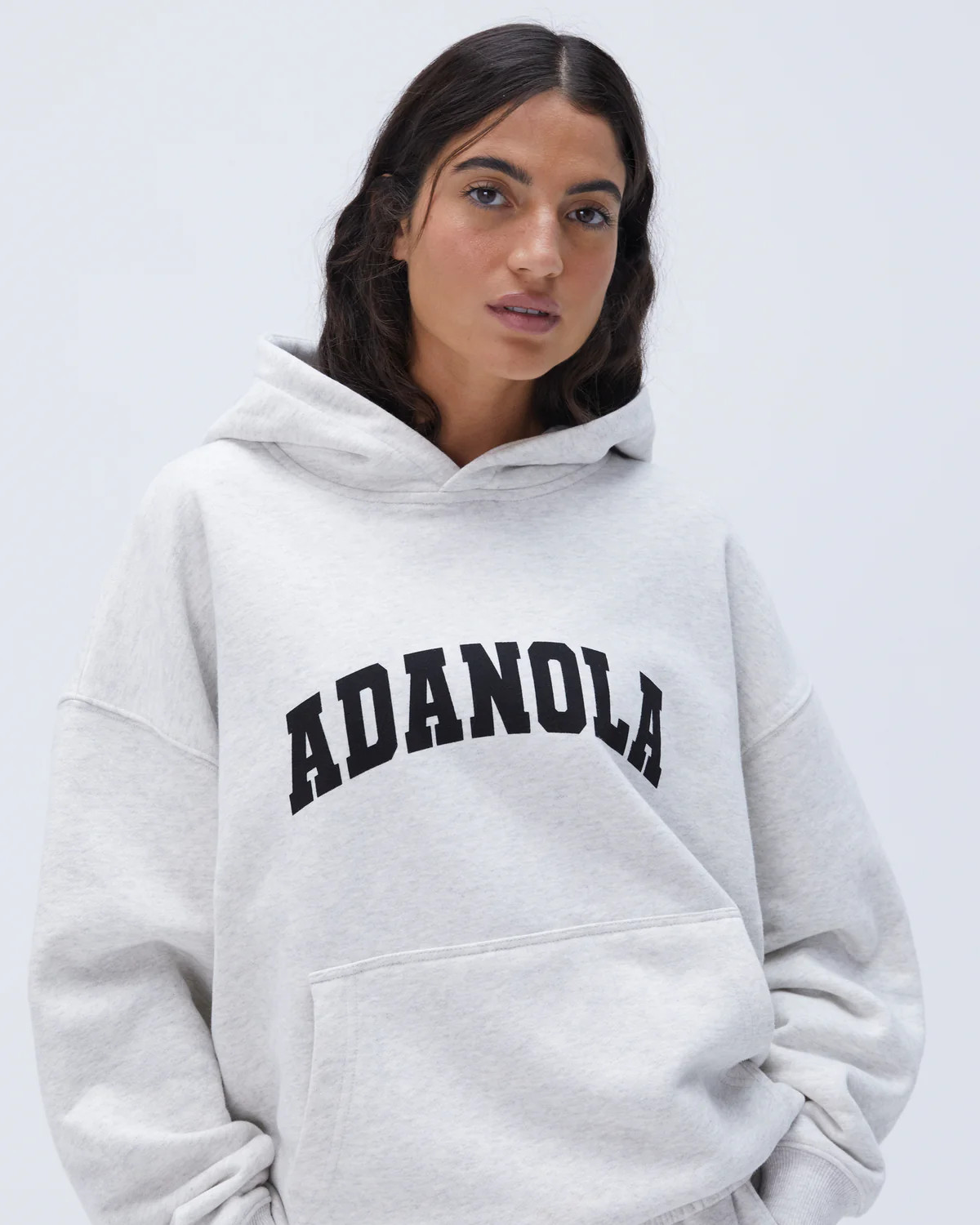 Varsity Oversized Hoodie - Light Grey Melange/Black | Adanola UK
