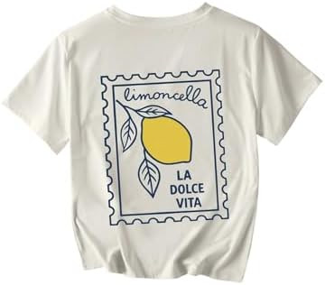 SweatyRocks Women's Lemon Graphic Short Sleeve T Shirts Letter Print Round Neck Summer Casual Tee... | Amazon (US)