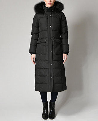 Women's Faux-Fur-Trim Maxi Puffer Coat | Macy's