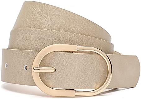 Womens Leather Waist Belts for Jeans Pants with Gold Buckle | Amazon (US)