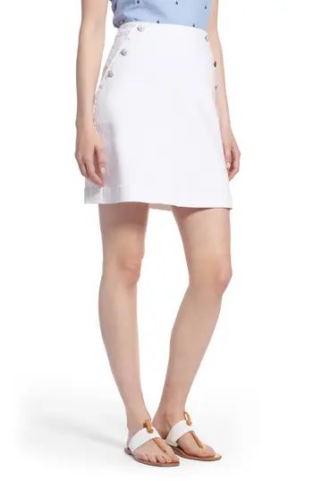 Women's 1901 Sailor Button White Denim Skirt | Nordstrom