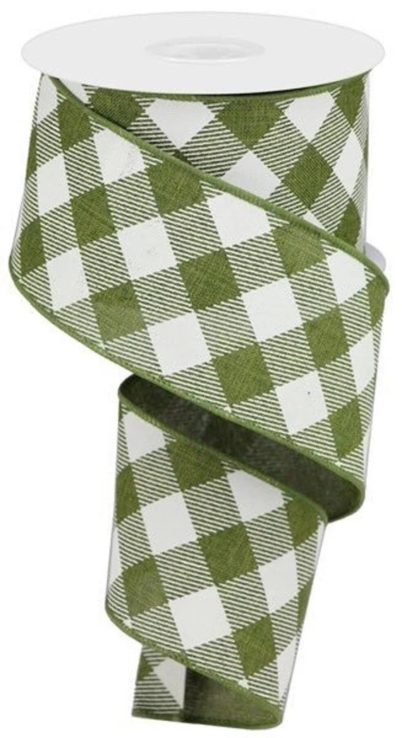 Green Ribbon Moss Green Ribbon Plaid Ribbon Green Plaid | Etsy | Etsy (US)