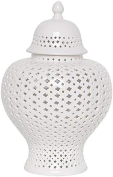 P.A.N. Traditional Chinese White Lattice Ginger Jar with Lid, Carthage Pierced Porcelain Lantern,... | Amazon (US)