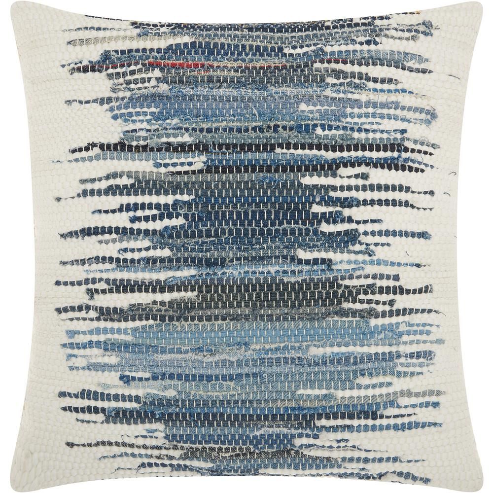 Mina Victory Life Styles Denim Square Abstract Polyester 20 in. x 20 in. Throw Pillow-055639 - Th... | The Home Depot