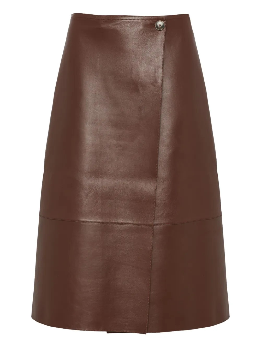 Yves Salomon leather wrap midi skirt - Brown | Farfetch Global