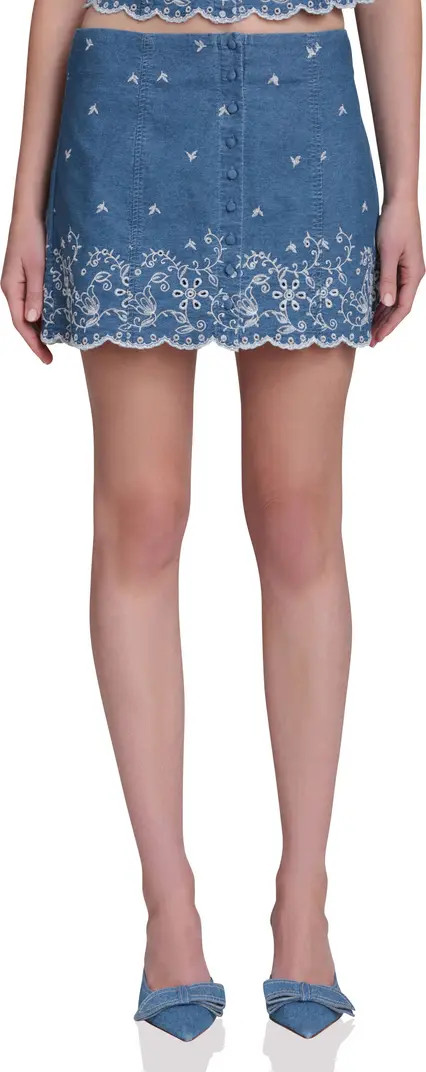 Embroidered Scallop Denim Miniskirt | Nordstrom