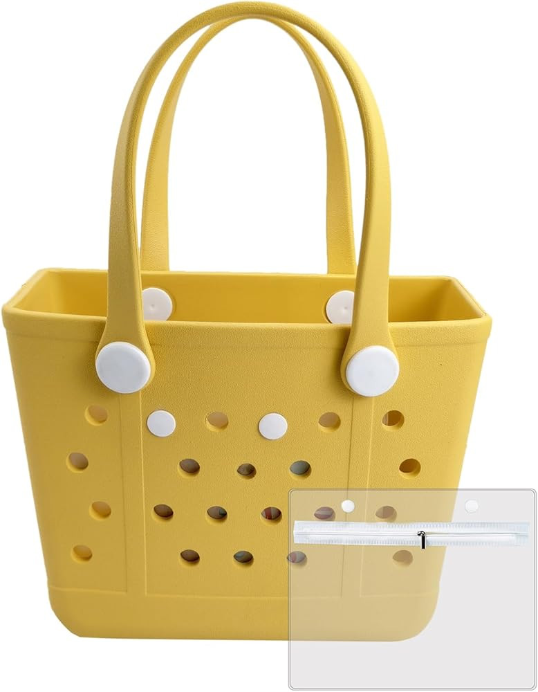 Juyeesm Small Rubber Beach Bags for Kids, Waterproof Sandproof Rubber Tote Bags Pool Bag for Trav... | Amazon (US)