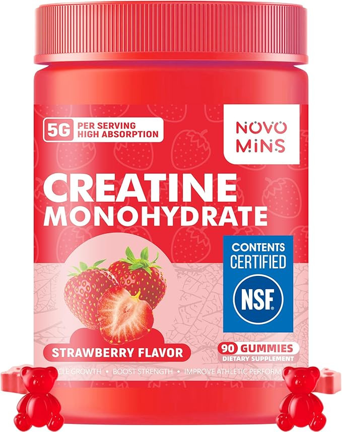 Novomins Creatine Monohydrate Gummies 5000mg for Men & Women, Chewables Creatine Monohydrate for ... | Amazon (US)