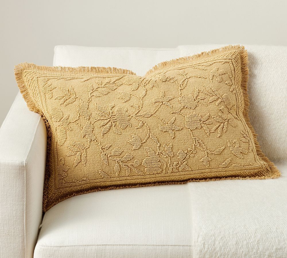 Marigold Fringe Lumbar Throw Pillow | Pottery Barn (US)