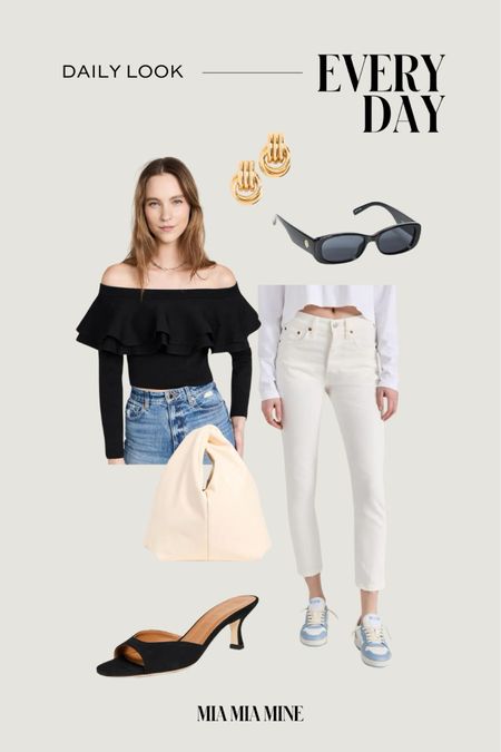 Spring outfit ideas
Off the shoulder sweater
Levi’s jeans 
Alc handbag
Le specs sunglasses 
Staud mules

#LTKstyletip #LTKfindsunder100 #LTKSeasonal