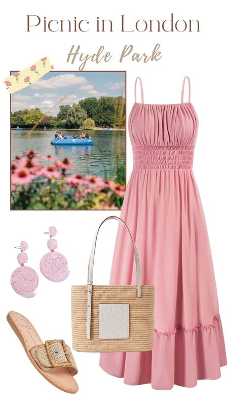 Pink summer dress, picnic outfit, garden party outfit, summer dresses, pink dress, summer bags, London outfit, 

#LTKFindsUnder50 #LTKStyleTip #LTKTravel