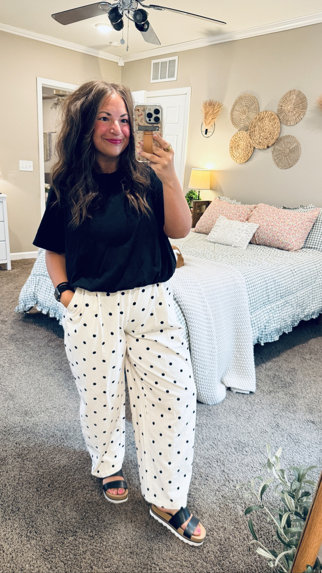 Polka dots are having a moment, & I'm here for it 🤍🖤 These lightweight cotton-linen pants fit oversized & come in six fun polka dot color options. So comfortable & so easy to style all summer long! ☀️✨ 

 #amazonfinds #summerstyle #polkadots #linenpants #bohostyle #amazonfashion #LTKootd #LTKSeasonal
