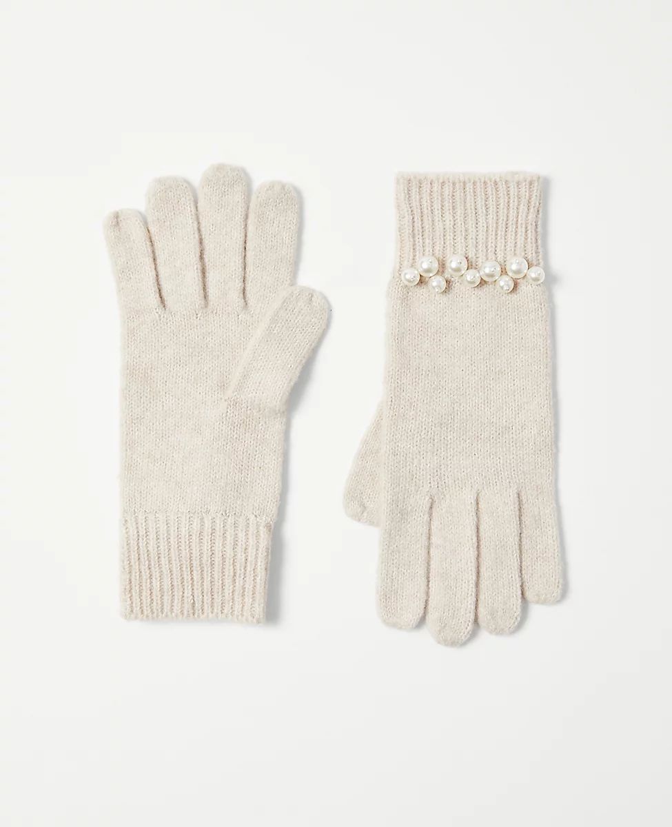 Pearlized Embellished Gloves | Ann Taylor (US)