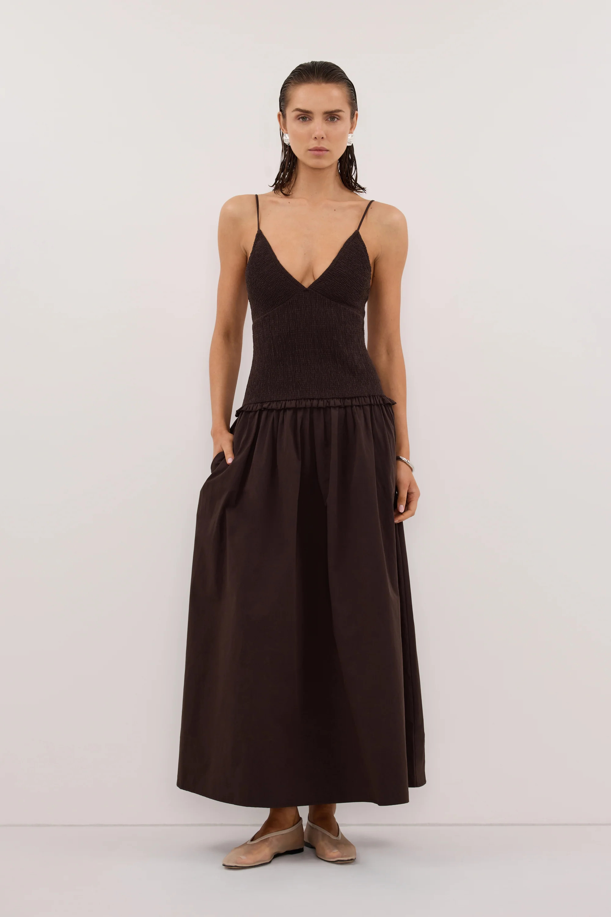 RAMONA BURNT CHOC COTTON MIDI | DISSH