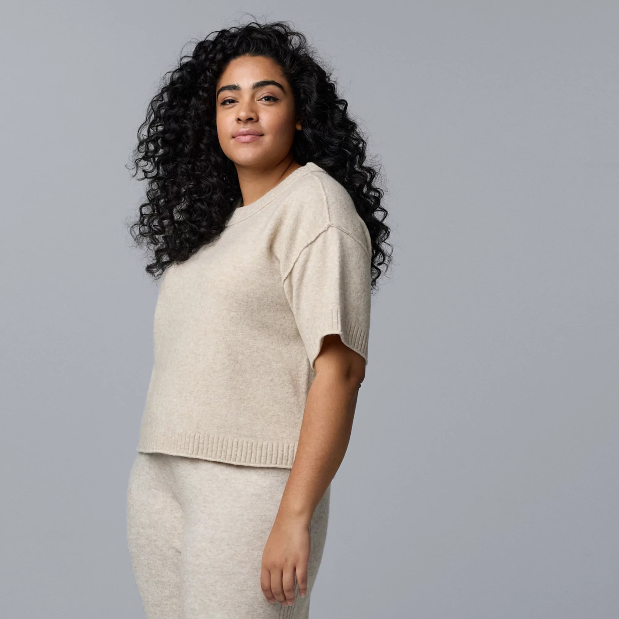 Plus Size Simply Vera Vera Wang Luxe Cashmere Blend Short Sleeve Sweater | Kohl's