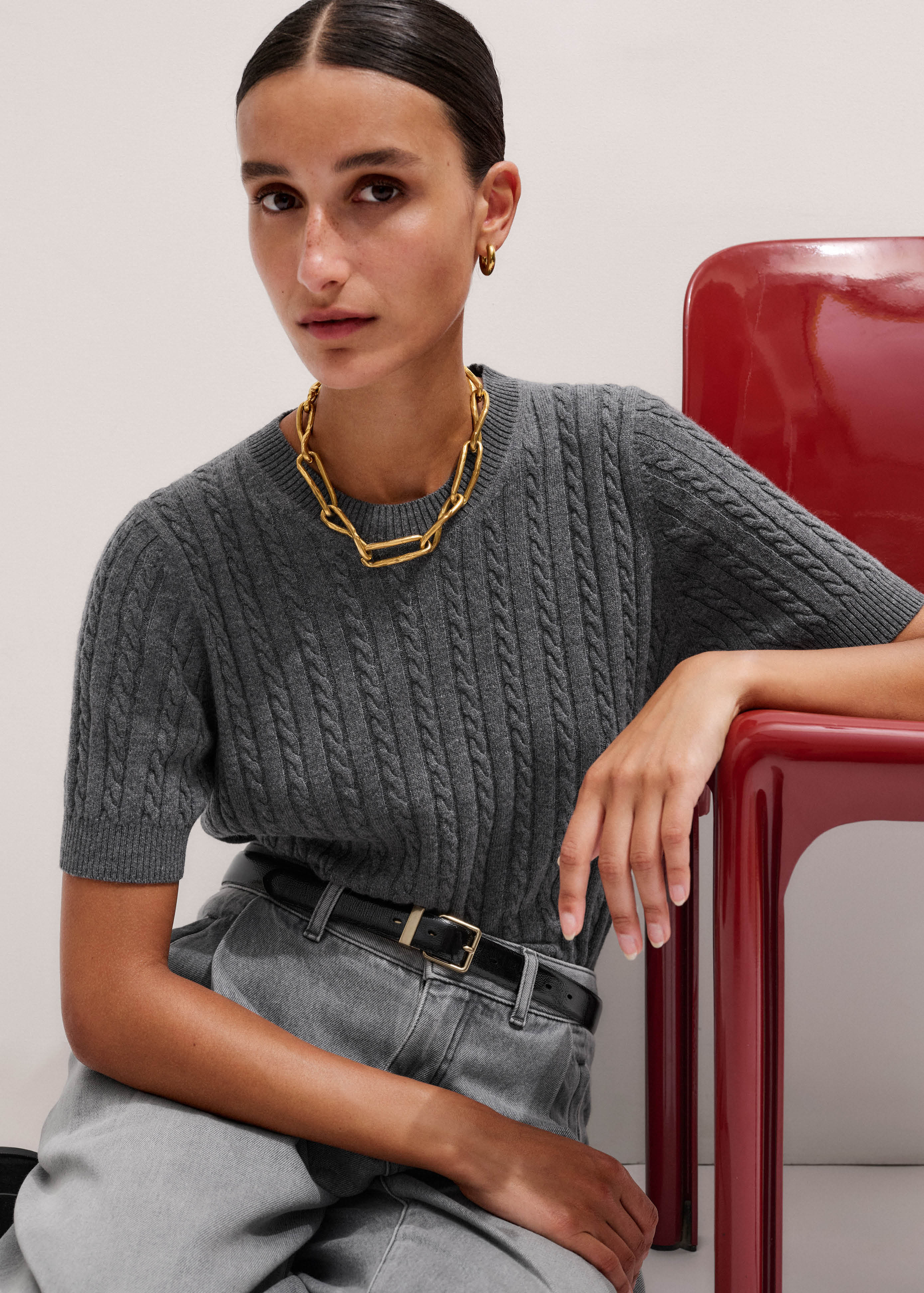 Micro Cable Knit Tee Merino + Cashmere | ME+EM Global (Excluding US)