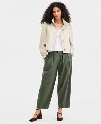 Women's Pleated Barrel-Leg Ankle Pants | Macy's