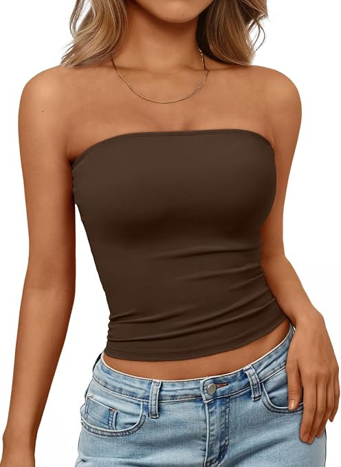 Trendy Queen Women's Strapless Bandeau Crop Top | Amazon (US)
