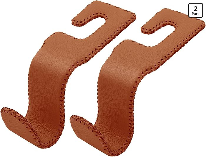 Leather-Wrapped Car Headrest Hooks & Seat Back Organizer - 2 Pack U-Shaped Car Purse Holder for B... | Amazon (US)