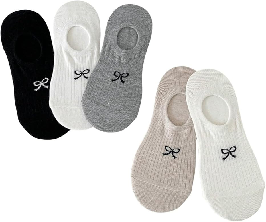 WDIRARA Women's 5 Pairs Cute Bow Socks No Show Low Cut Ankle Boat Socks | Amazon (US)