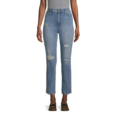Scoop Crop Straight Jean Light Wash Women's | Walmart (US)