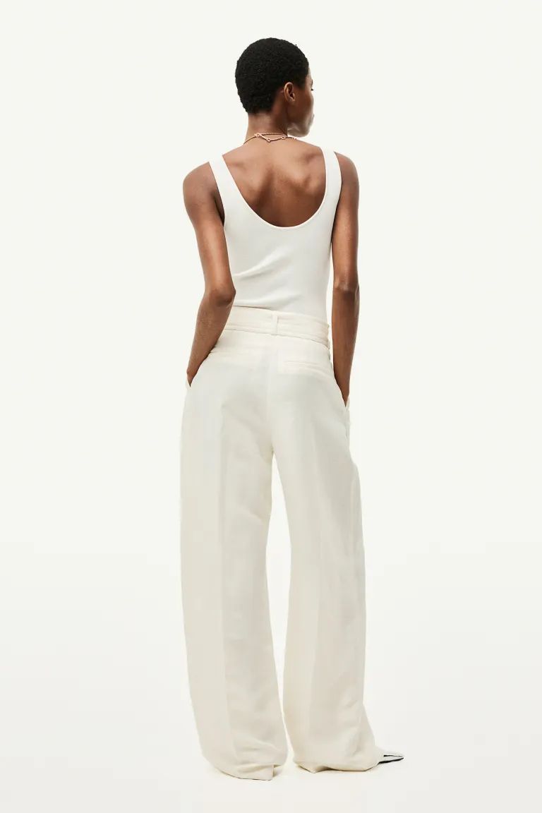Linen-blend belted trousers | H&M (UK, MY, IN, SG, PH, TW, HK)