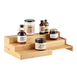 Large 3-Tier Bamboo Expanding Shelf | The Container Store