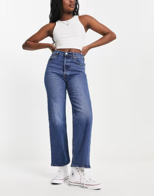 Levi's ribcage straight leg ankle jeans in mid wash | ASOS (Global)