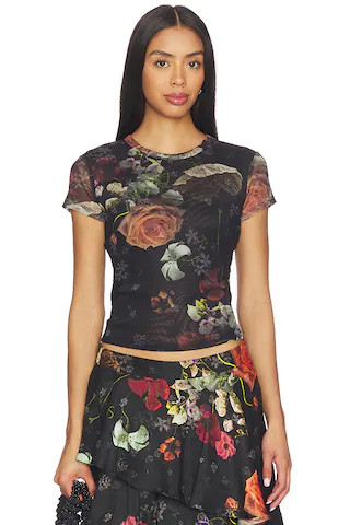 Ellie Mesh Tee in Haze Black | Revolve Clothing (Global)