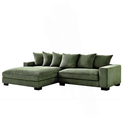 Luxe Oversized Two-Piece Left Facing Sectional Couches For Living Room, 102.4-Inch L Shaped Sofa With Chaise, Upholstered With Corduroy Fabric, Dark G | Wayfair North America