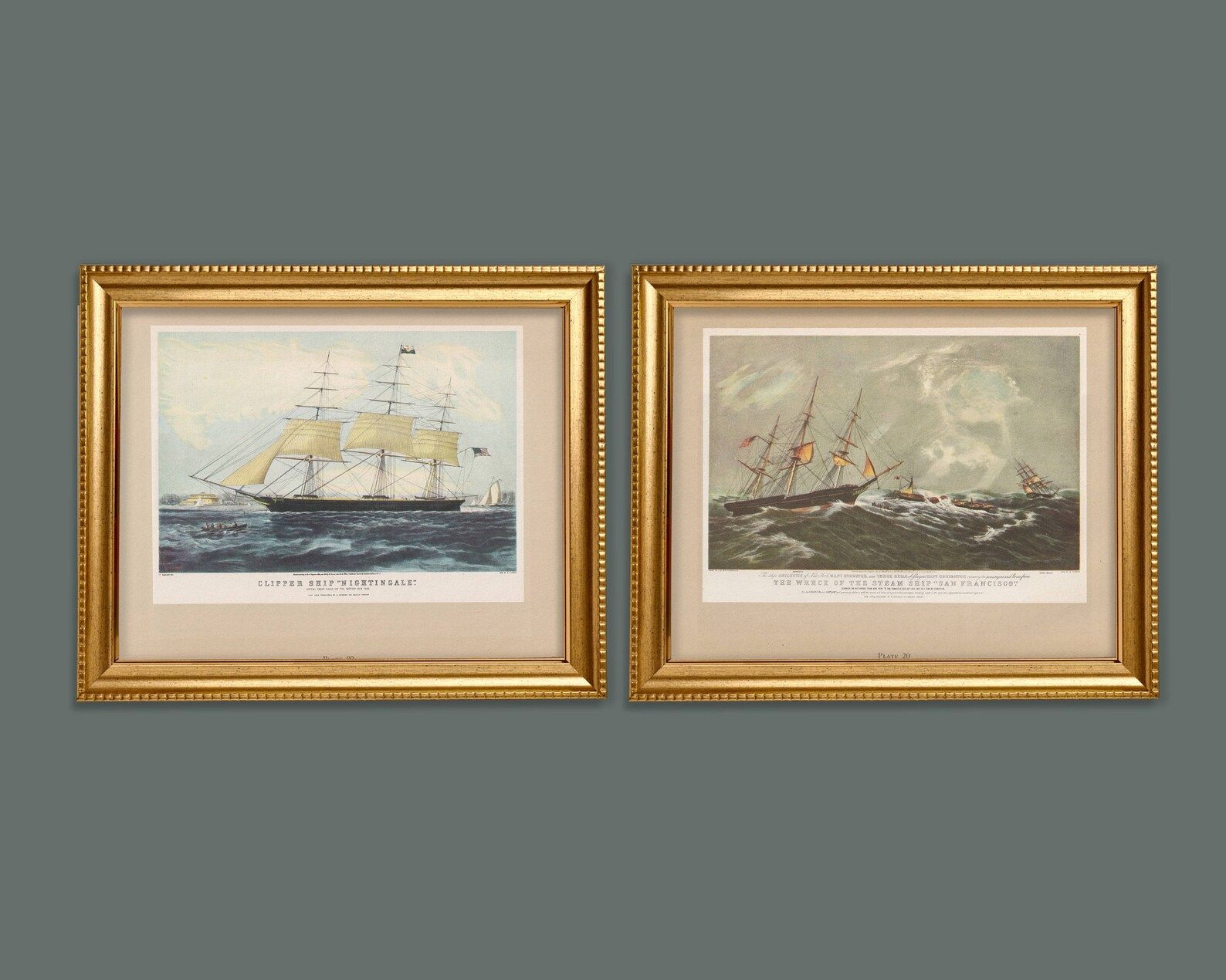 Historic Clipper Ship Set of 2 Original Vintage Art Print in - Etsy | Etsy (US)