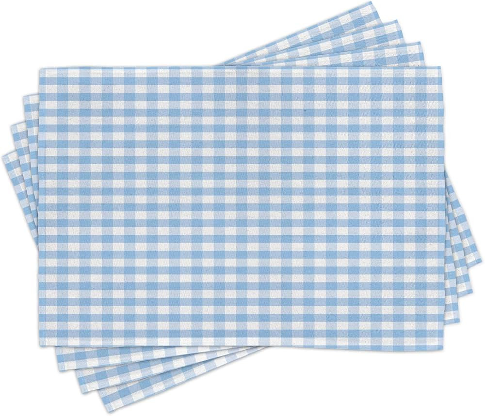 Ambesonne Checkered Place Mats Set of 4, Little Squares and Stripes Pastel Color Gingham Repeatin... | Amazon (US)