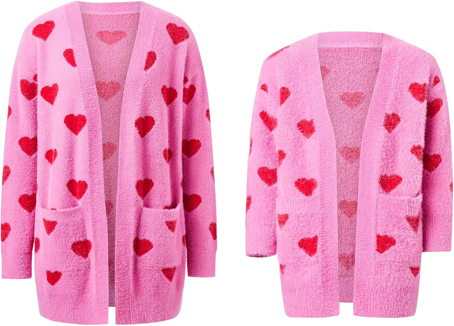 Mom and Daughter Matching Clothes Women Little Girls Heart Cardigan Sweater Valentine's Day Cardi... | Amazon (US)
