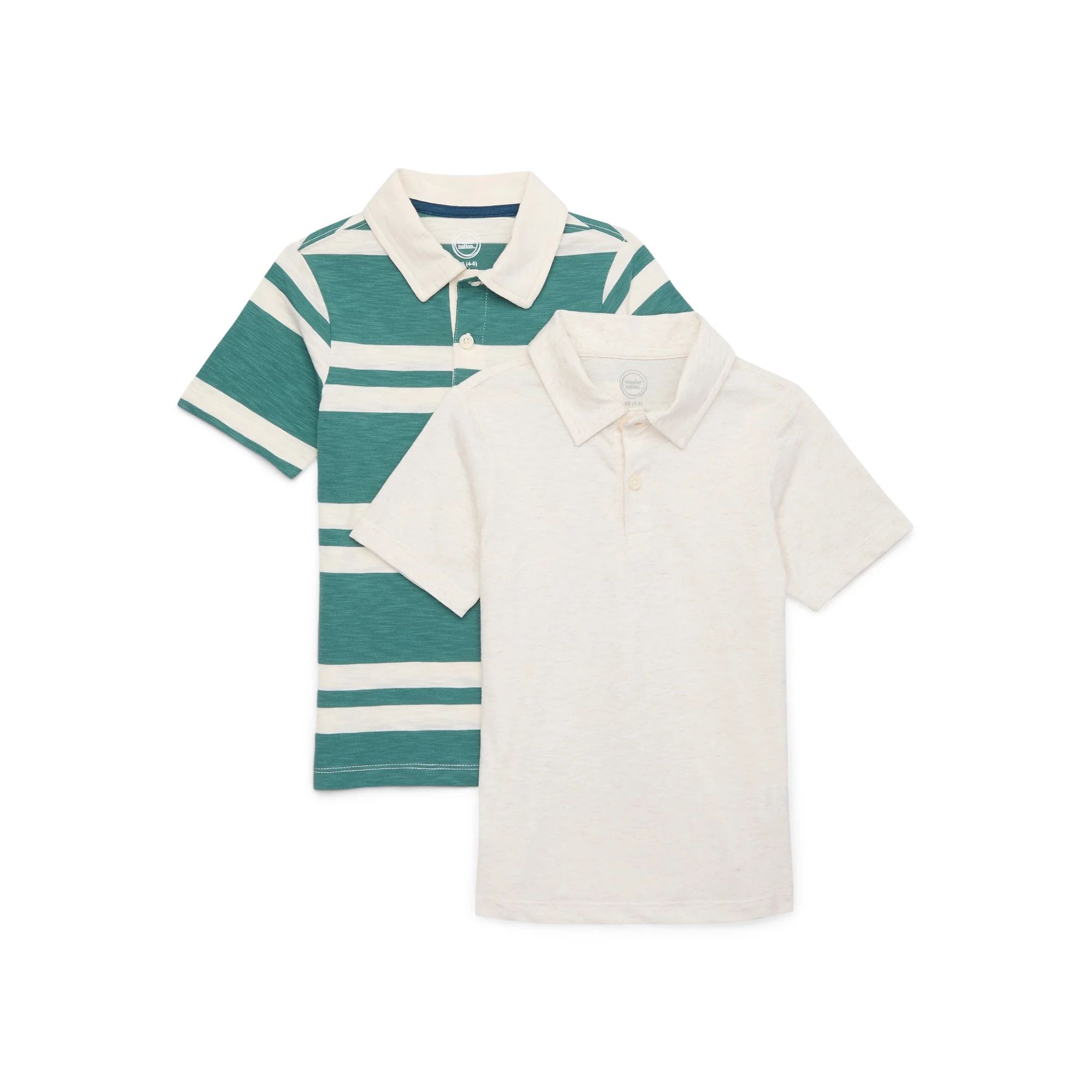 Wonder Nation Boys Short Sleeve Polo, 2-Pack, Sizes 4-18 | Walmart (US)