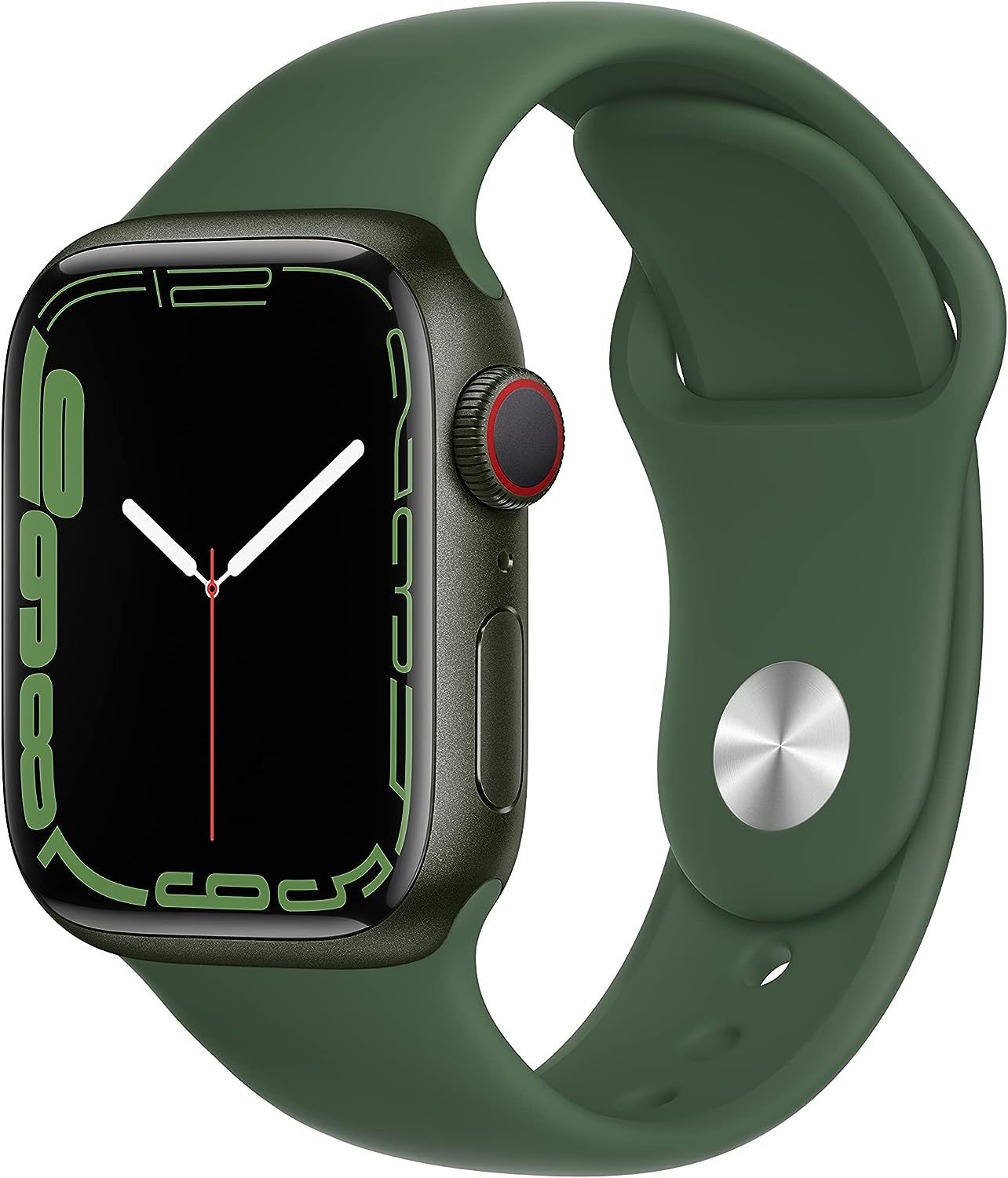 Apple Watch Series 7 GPS + Cellular, 41mm Green Aluminum Case with Clover Sport Band - Regular | Amazon (US)