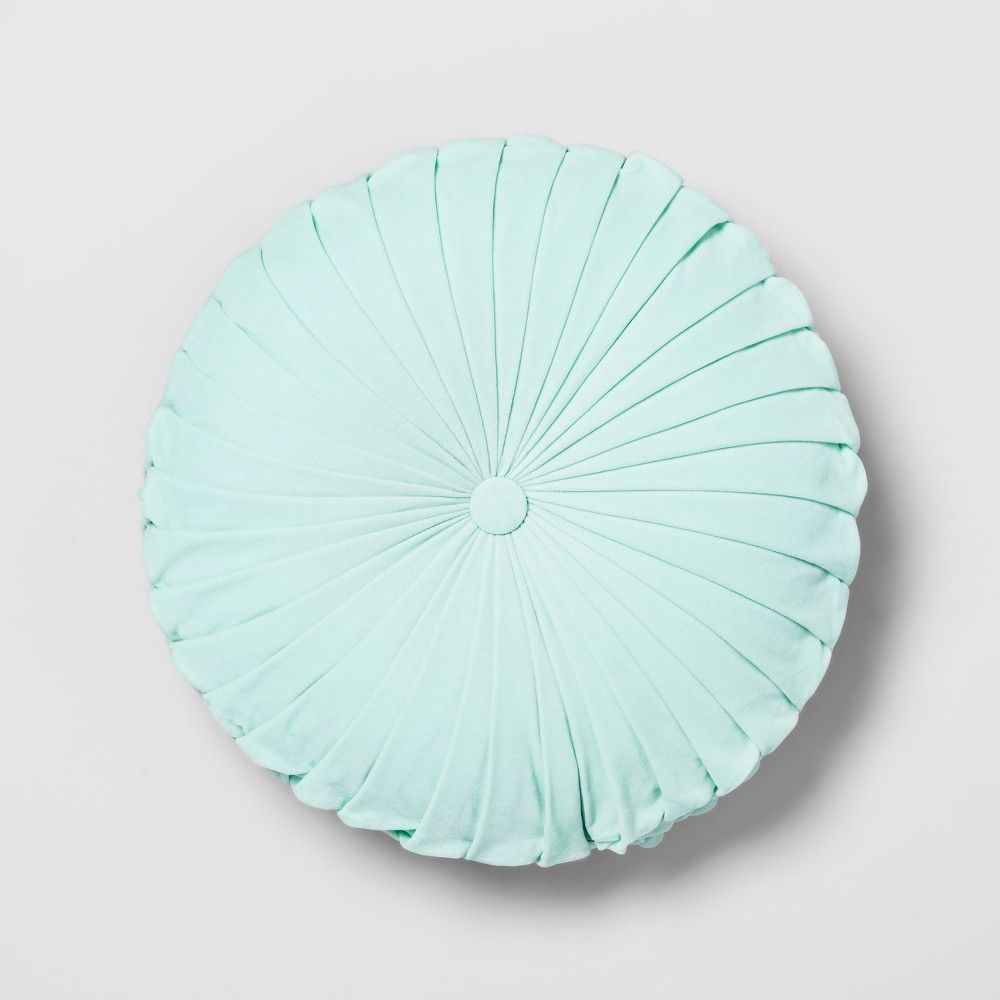 Aqua Pleated Velvet Round Throw Pillow - Opalhouse , Blue | Target