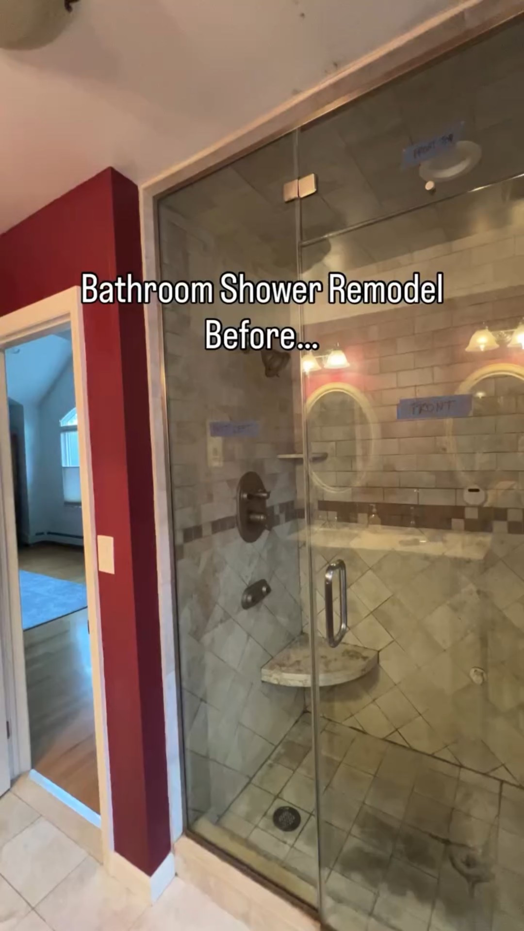 So grateful the master bathroom tile installer was able to keep all the measurements the same so the 20 year old frameless shower glass door could get installed back to its home!! 

#feelingblessed #bathroomremodel #viral #viralreels❤️ #bathroomcleaning #framelessshowerdoor #walkinshower #groutcleaning